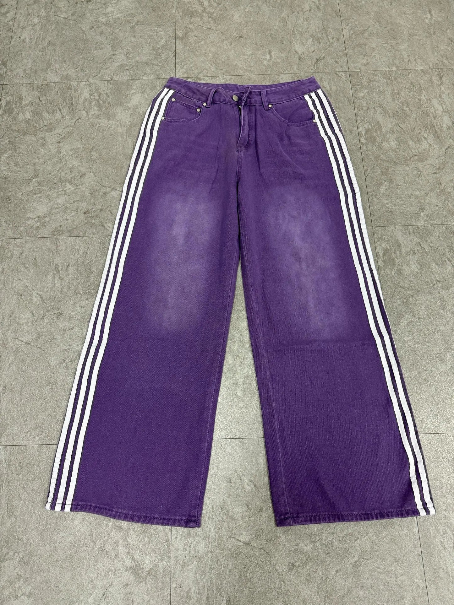 Y2k Washed Striped Baggy Jean Hominus Denim