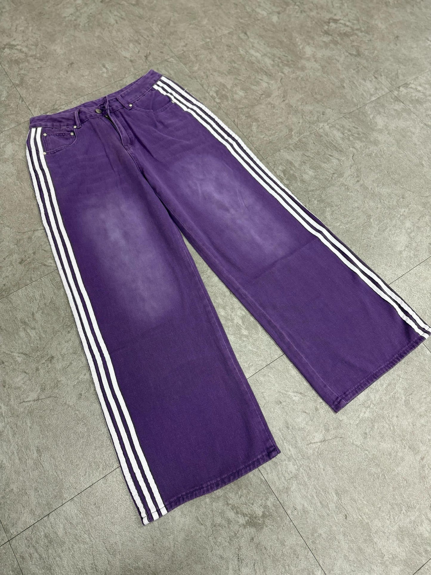 Y2k Washed Striped Baggy Jean Hominus Denim