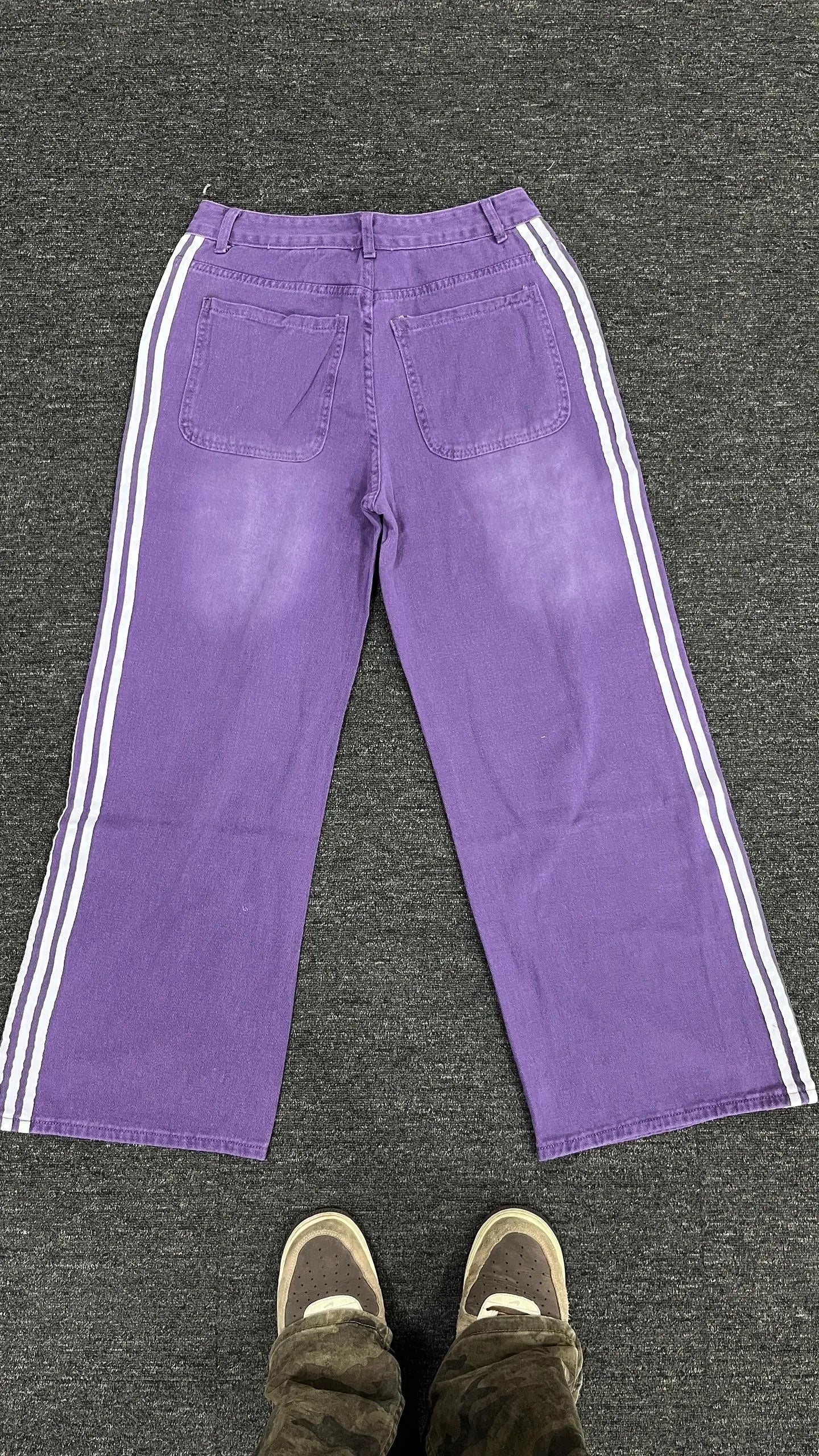 Y2k Washed Striped Baggy Jean Hominus Denim
