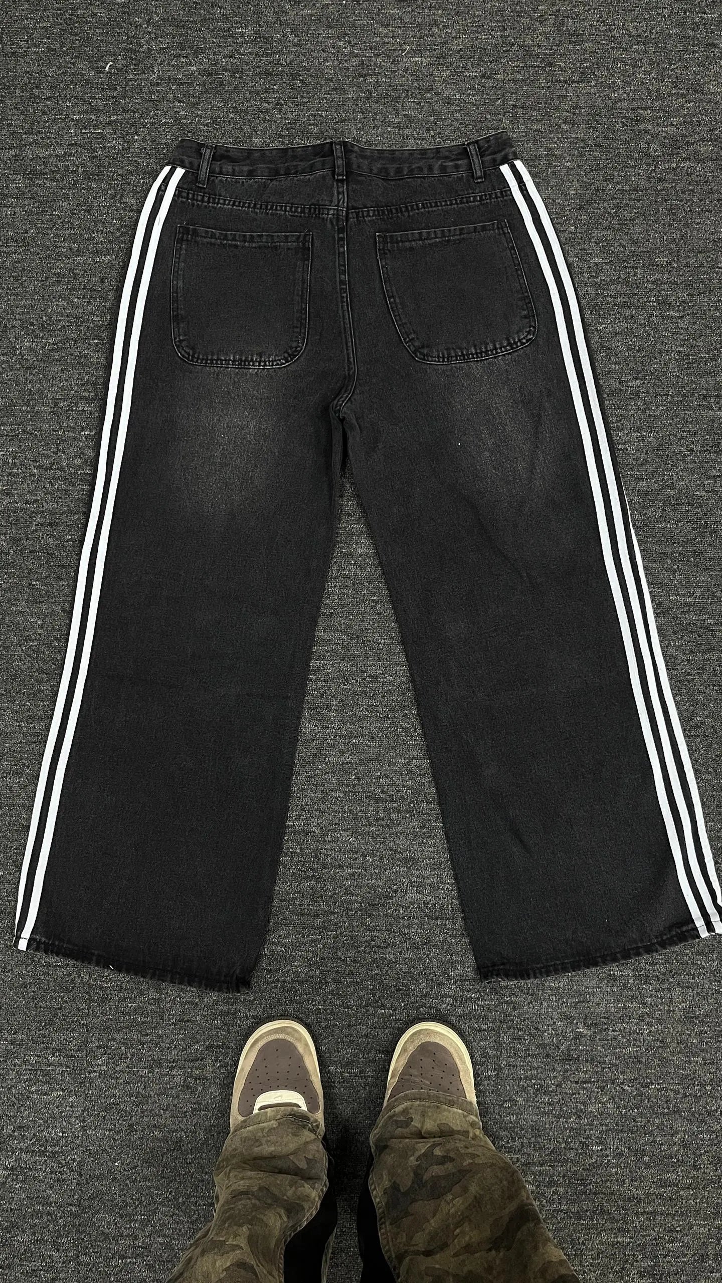 Y2k Washed Striped Baggy Jean Hominus Denim
