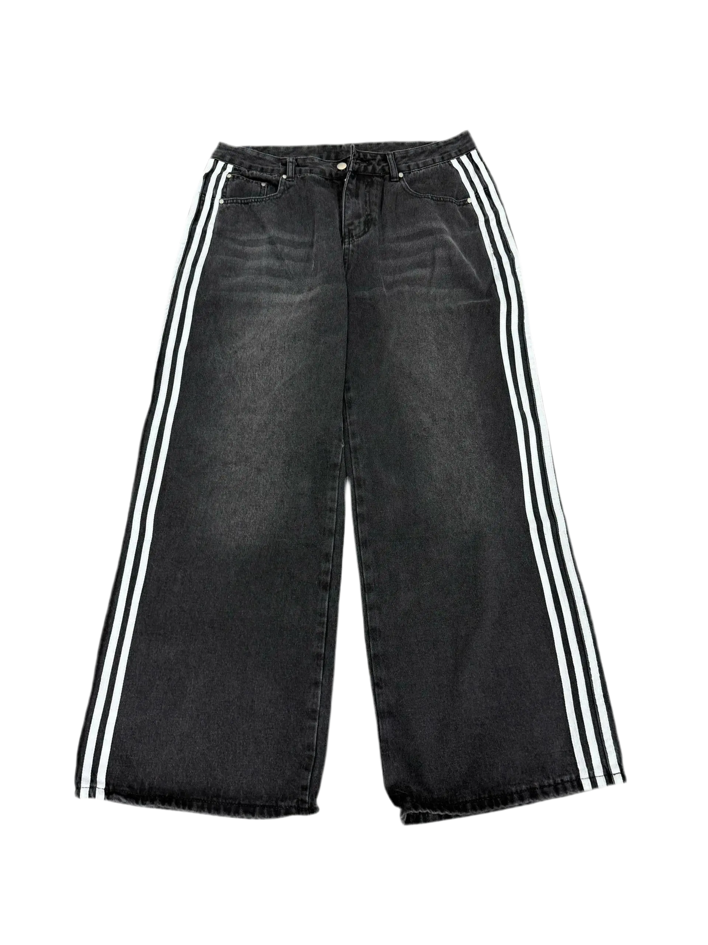Y2k Washed Striped Baggy Jean Hominus Denim