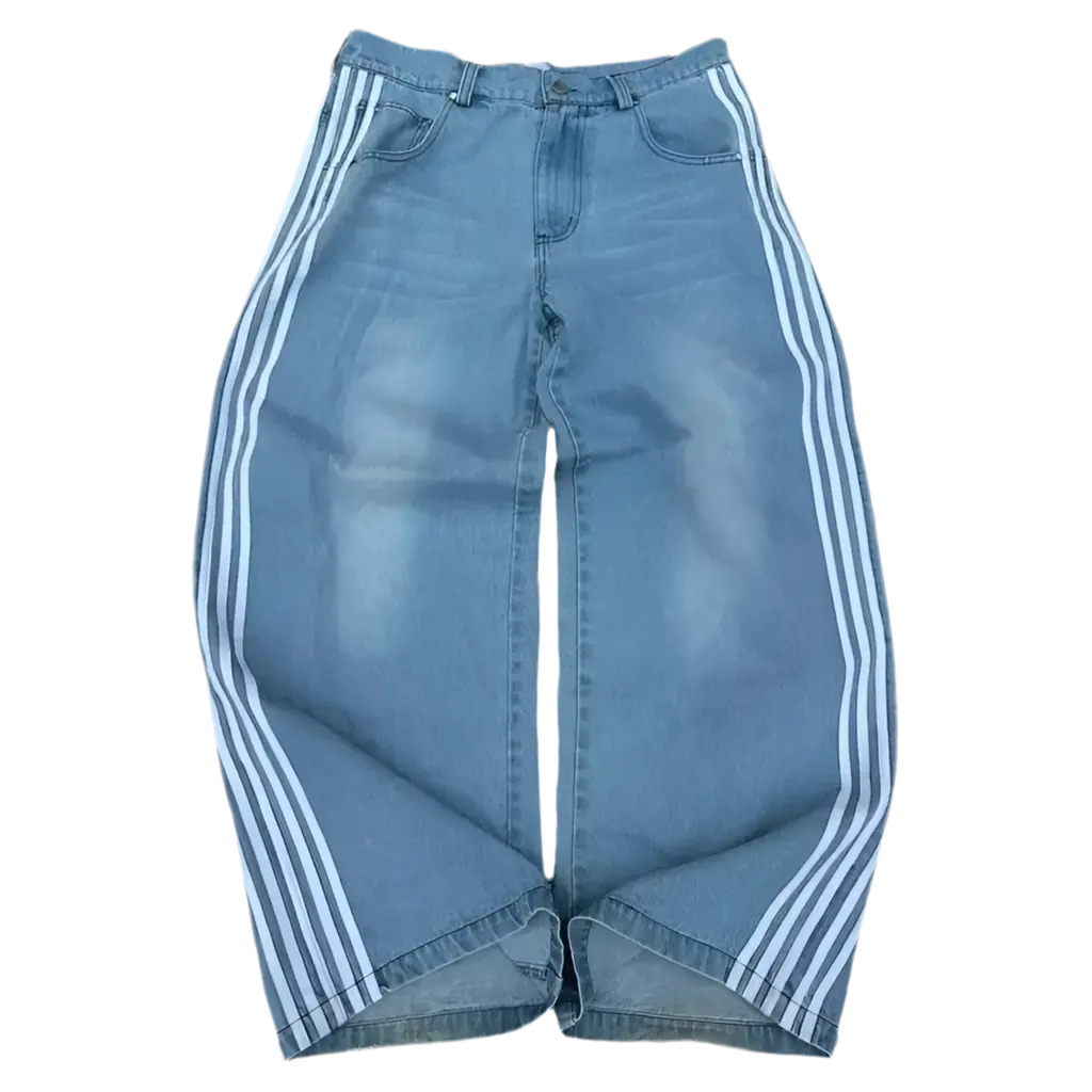 Y2k Washed Striped Baggy Jean Hominus Denim