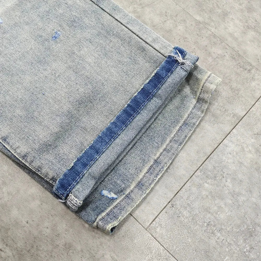 Yao888 Cleanfit Style Washed Old Vintage Casual Pants Wide Leg Pants Broken Hole Loose Baggy Streetwear Unisex Jeans For Men Hominus Denim