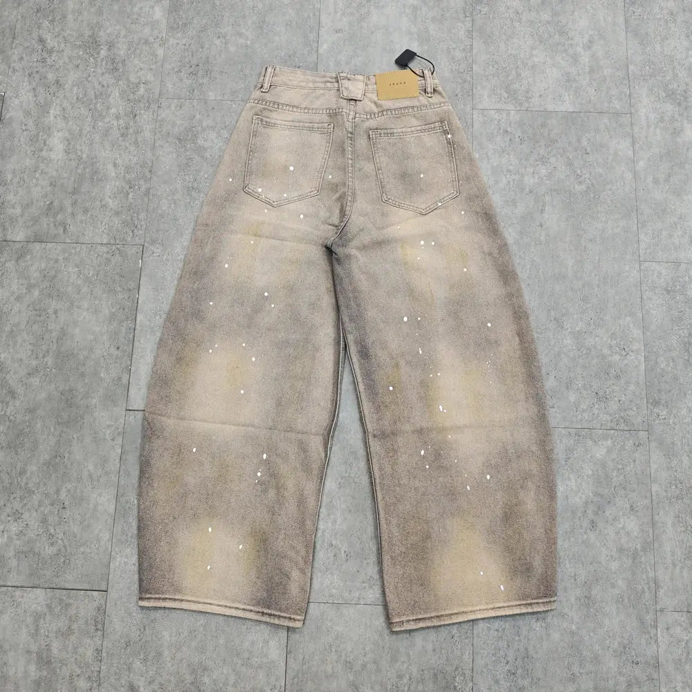 Yao888 Vintage Casual Oversize Men Pants Graffiti Print Wide Leg Streetwear High Street Y2k Loose Cargo Pants Cleanfit Men Jeans Hominus Denim