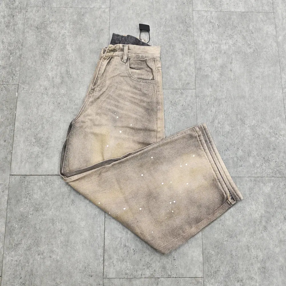 Yao888 Vintage Casual Oversize Men Pants Graffiti Print Wide Leg Streetwear High Street Y2k Loose Cargo Pants Cleanfit Men Jeans Hominus Denim