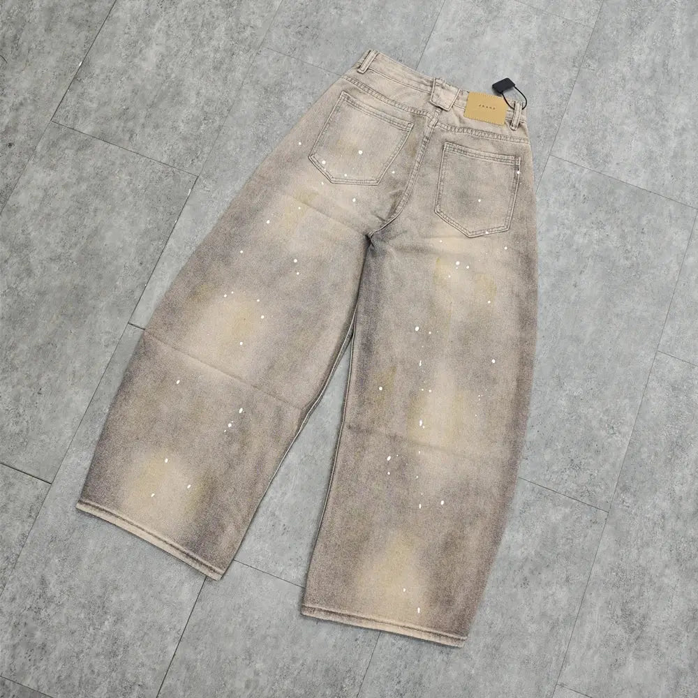 Yao888 Vintage Casual Oversize Men Pants Graffiti Print Wide Leg Streetwear High Street Y2k Loose Cargo Pants Cleanfit Men Jeans Hominus Denim