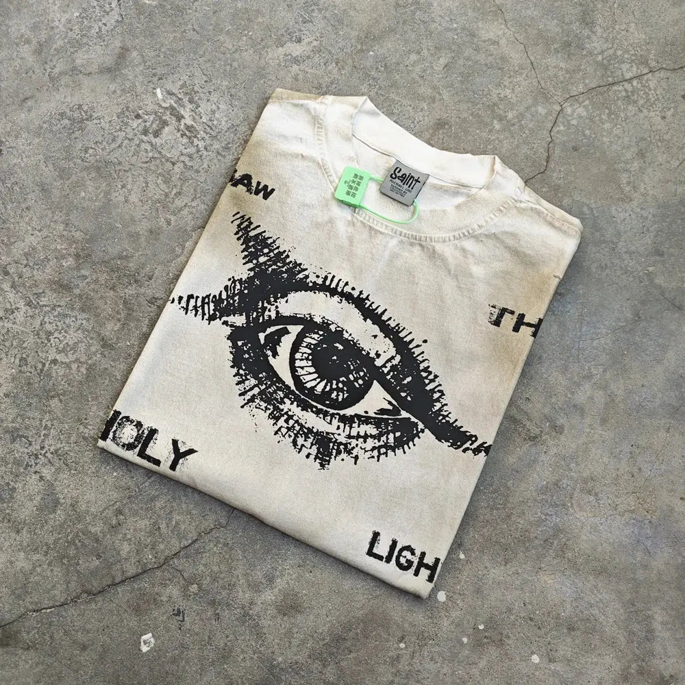 Yao888 Wasteland Style Dirty Casual Men Tops Vest Graphics Print Streetwear Oversize HipHop Cotton Fashion T Shirt For Men Hominus Denim