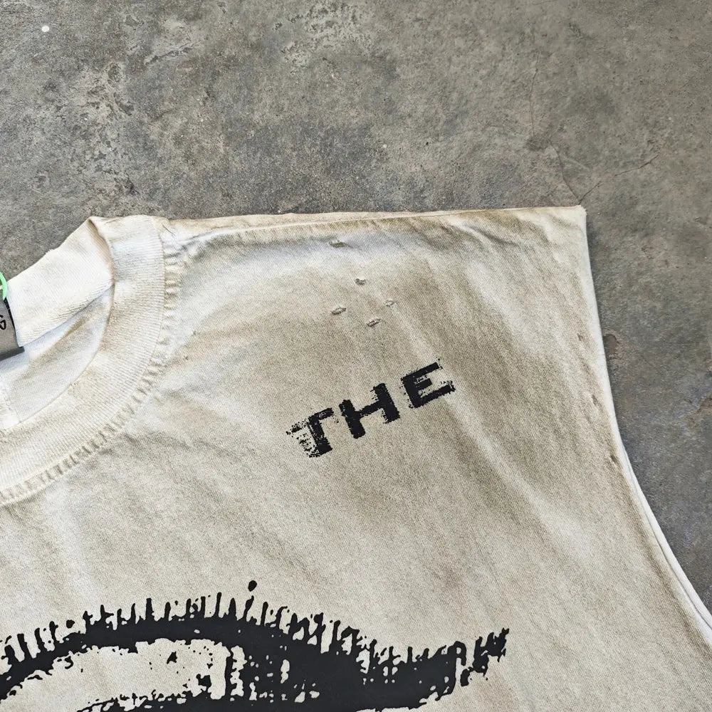 Yao888 Wasteland Style Dirty Casual Men Tops Vest Graphics Print Streetwear Oversize HipHop Cotton Fashion T Shirt For Men Hominus Denim