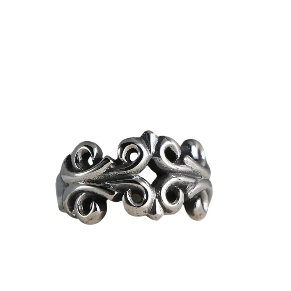 1pc Carved Hollow Flower Design Stainless Steel Ring For Men And Women Hominus Denim