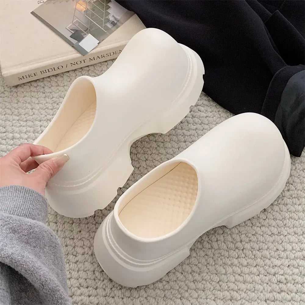 2024 Autumn Couple Thick Sole Big Head Shoes Women's Summer Punk Outwear Casual Fashion Eva Casual Half Slippers Hominus Denim