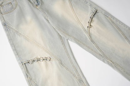 Washed Y2K Metal Rivets Raver Jeans