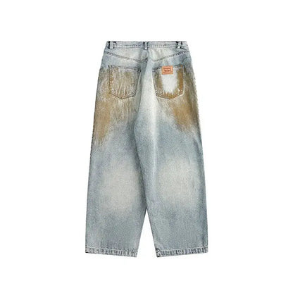 AYWTER Spring New Japanese Style Denim Washing Gradient Casual Pants Vintage High Street Unisex Straight-Leg Pants K0106 Hominus Denim