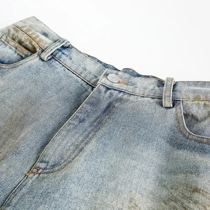 AYWTER Spring New Japanese Style Denim Washing Gradient Casual Pants Vintage High Street Unisex Straight-Leg Pants K0106 Hominus Denim