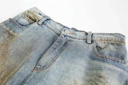 AYWTER Spring New Japanese Style Denim Washing Gradient Casual Pants Vintage High Street Unisex Straight-Leg Pants K0106 Hominus Denim