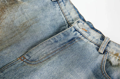 AYWTER Spring New Japanese Style Denim Washing Gradient Casual Pants Vintage High Street Unisex Straight-Leg Pants K0106 Hominus Denim