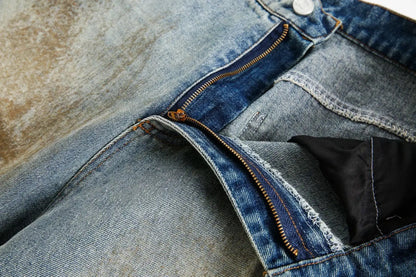 AYWTER Spring New Japanese Style Denim Washing Gradient Casual Pants Vintage High Street Unisex Straight-Leg Pants K0106 Hominus Denim