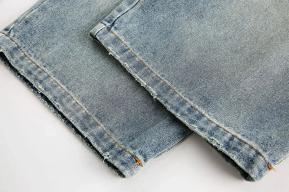 AYWTER Spring New Japanese Style Denim Washing Gradient Casual Pants Vintage High Street Unisex Straight-Leg Pants K0106 Hominus Denim
