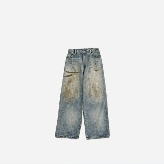 AYWTER Spring New Japanese Style Denim Washing Gradient Casual Pants Vintage High Street Unisex Straight-Leg Pants K0106 Hominus Denim