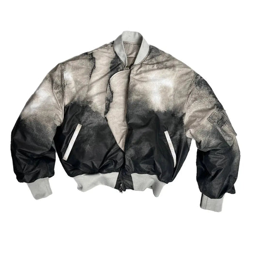 Autumn Winter Men Gradient Print Contoured Short Style Cotton Jacket Thicken Warm Ma1 Cotton Coat for Male Hominus Denim