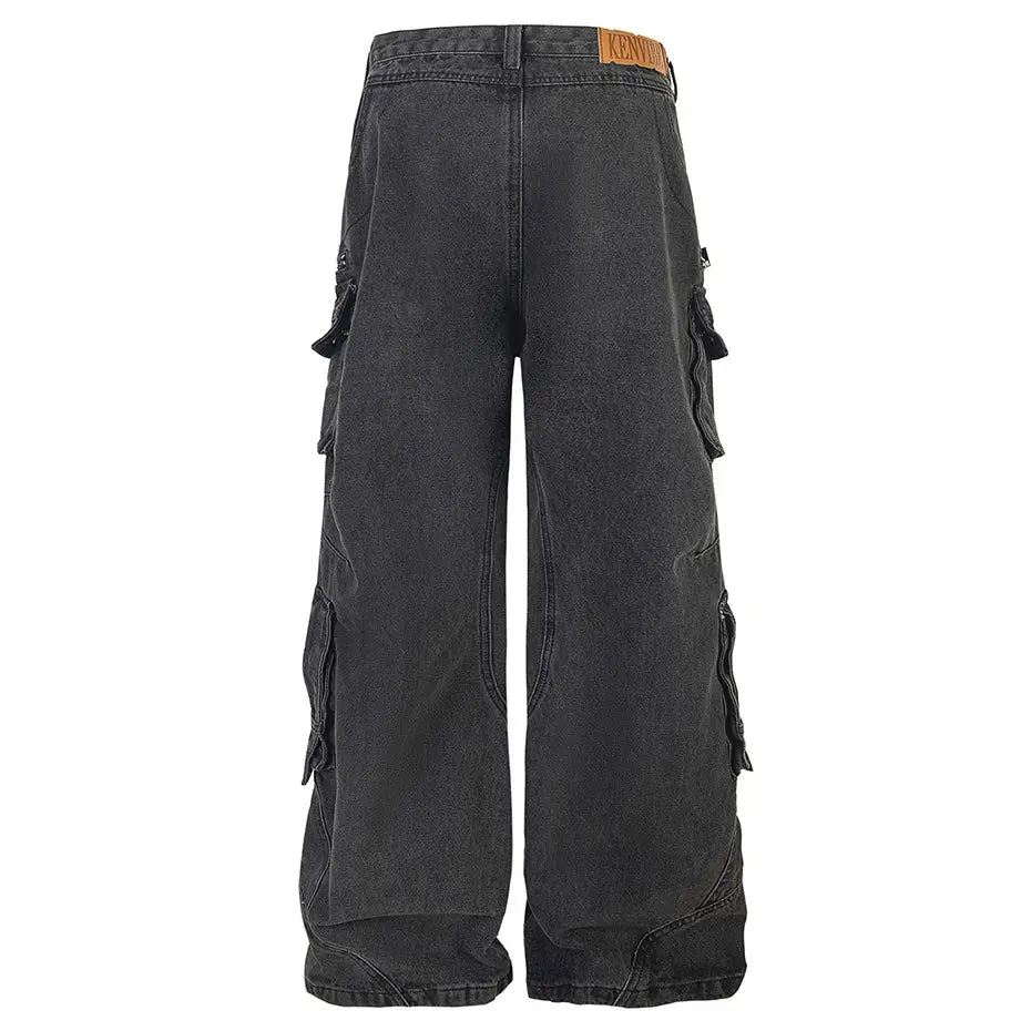 Baggy Cargo Jeans Multi Pockets Black Loose Denim Pants Men's Streetwear Oversized Hip Hop Jeans Trousers Hominus Denim