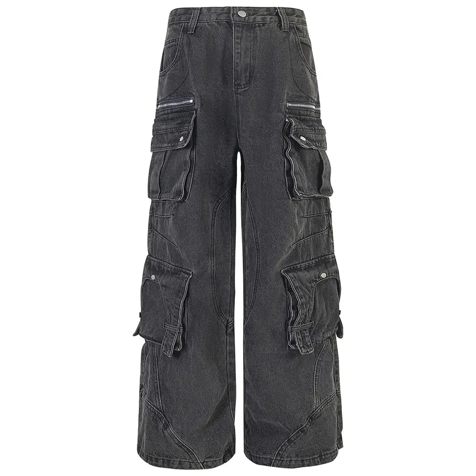 Baggy Cargo Jeans Multi Pockets Black Loose Denim Pants Men's Streetwear Oversized Hip Hop Jeans Trousers Hominus Denim