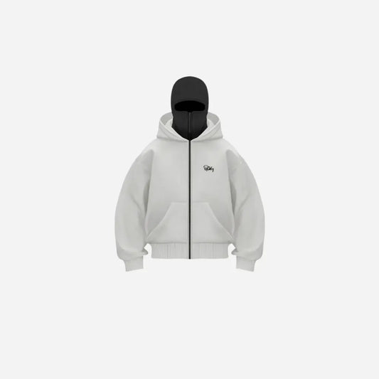 Balaclava Layered Double Zip Hoodie Hominus Denim