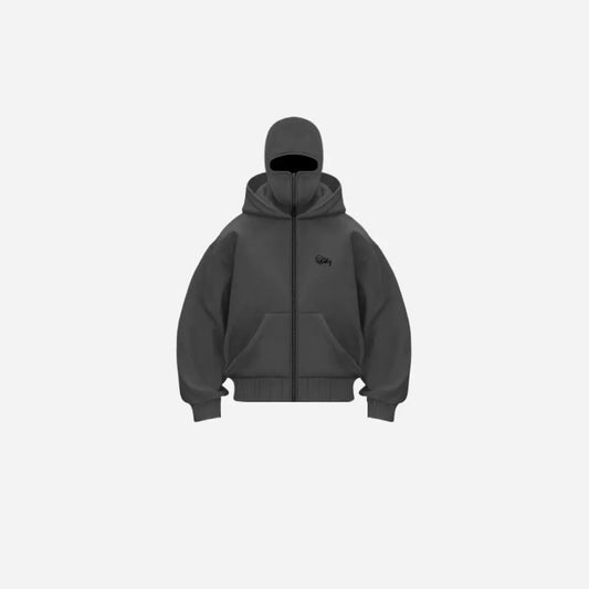 Balaclava Layered Double Zip Hoodie Hominus Denim
