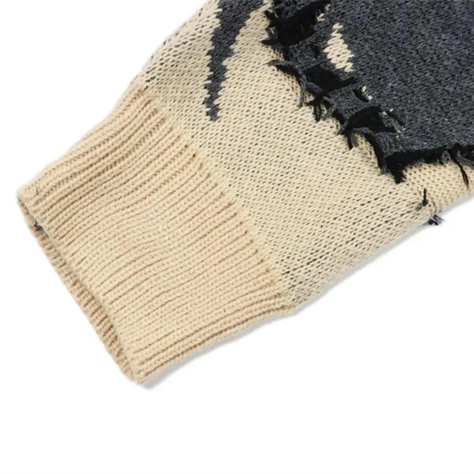 Beige Distressed Knit