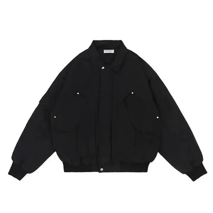 Black Cotton Oversized Puffer Jacket