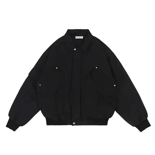 Black Cotton Oversized Puffer Jacket