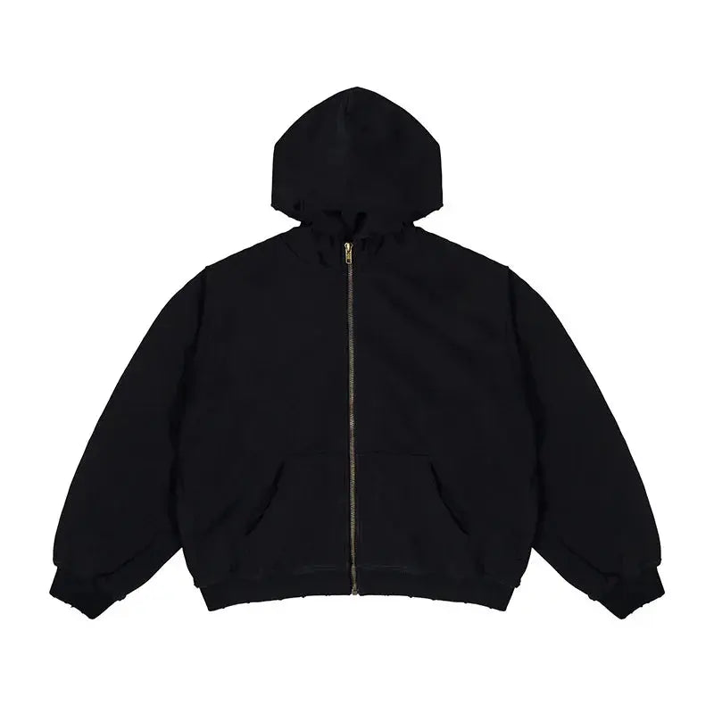 Black Destroy Oversized Hooded Jacket