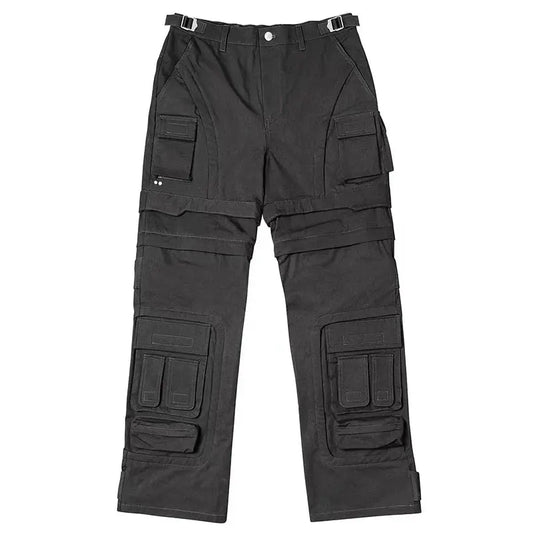 Black Detachable Multi Workwear Wide Leg Cargo Pant
