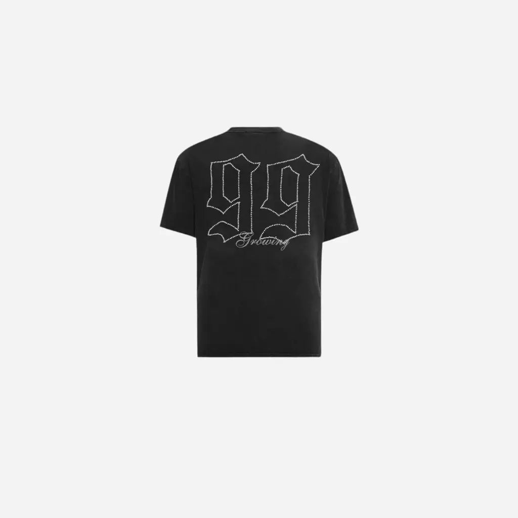 Black Distressed Gothic Design Printed Tee Hominus Denim