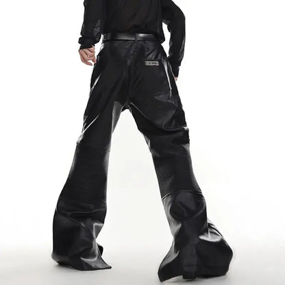 Black Flare Leather Pant