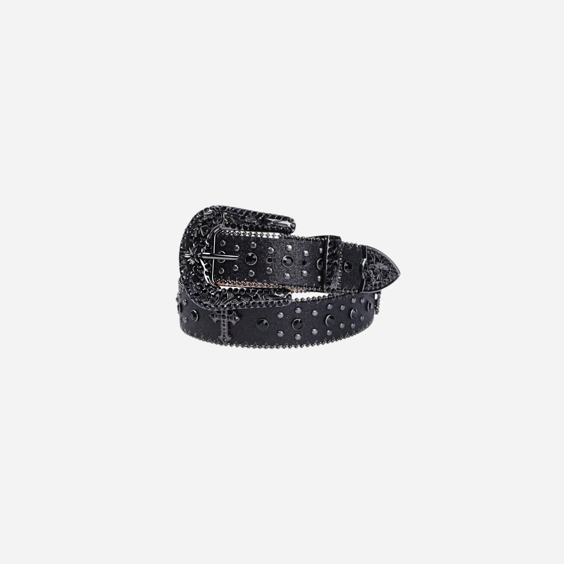 Black Gothic Rhinestone Y2K Leather Belt Hominus Denim