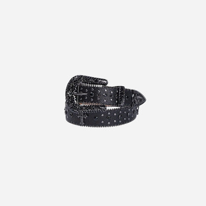 Black Gothic Rhinestone Y2K Leather Belt Hominus Denim