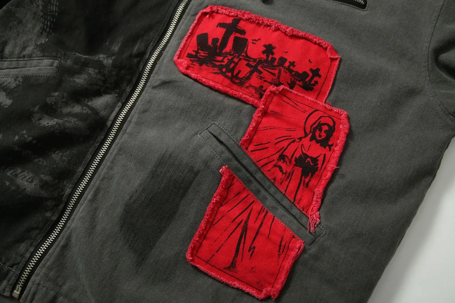 Black Gothic Ripped Workwear Jacket Hominus Denim