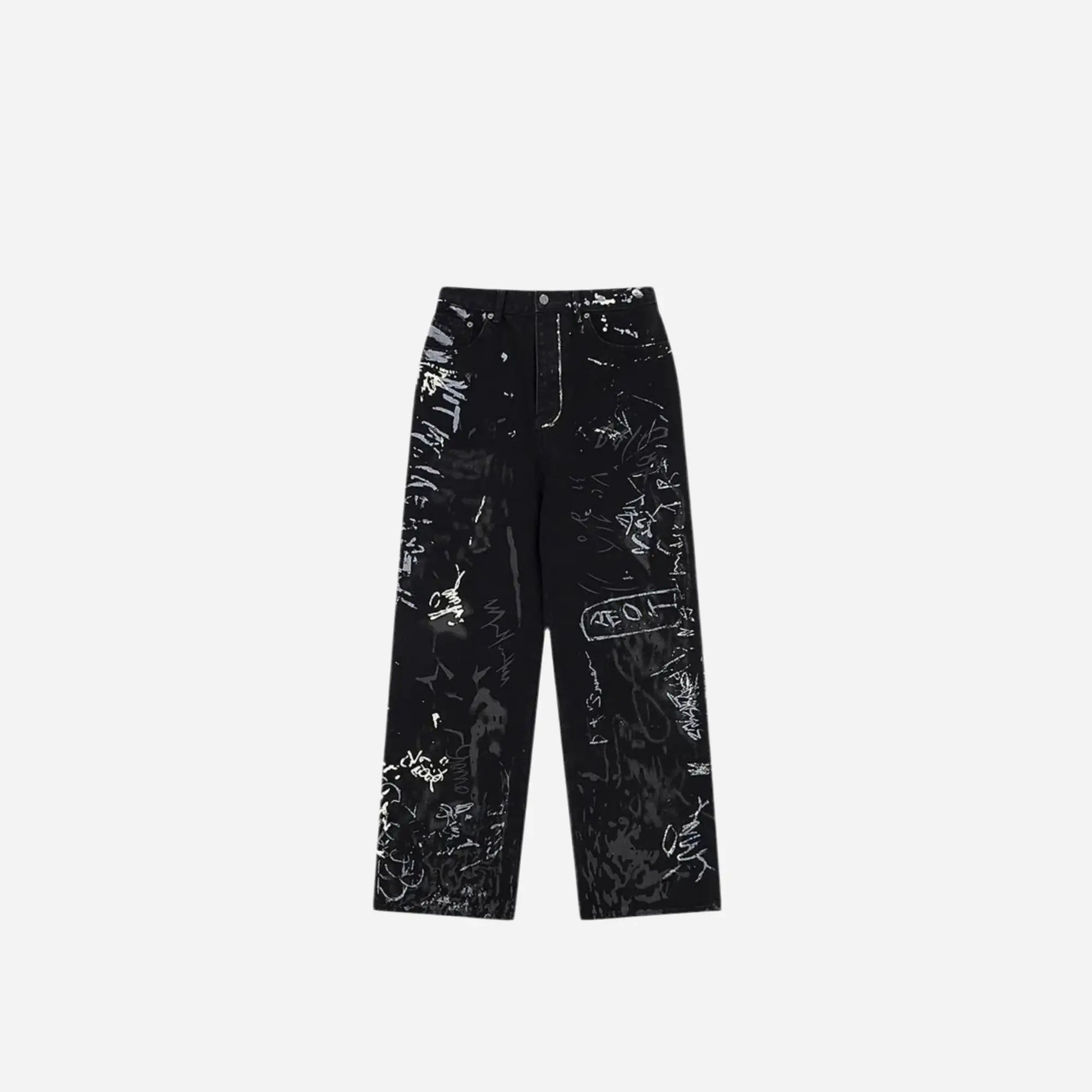 Black Grunge Graffiti Baggy Jean Hominus Denim