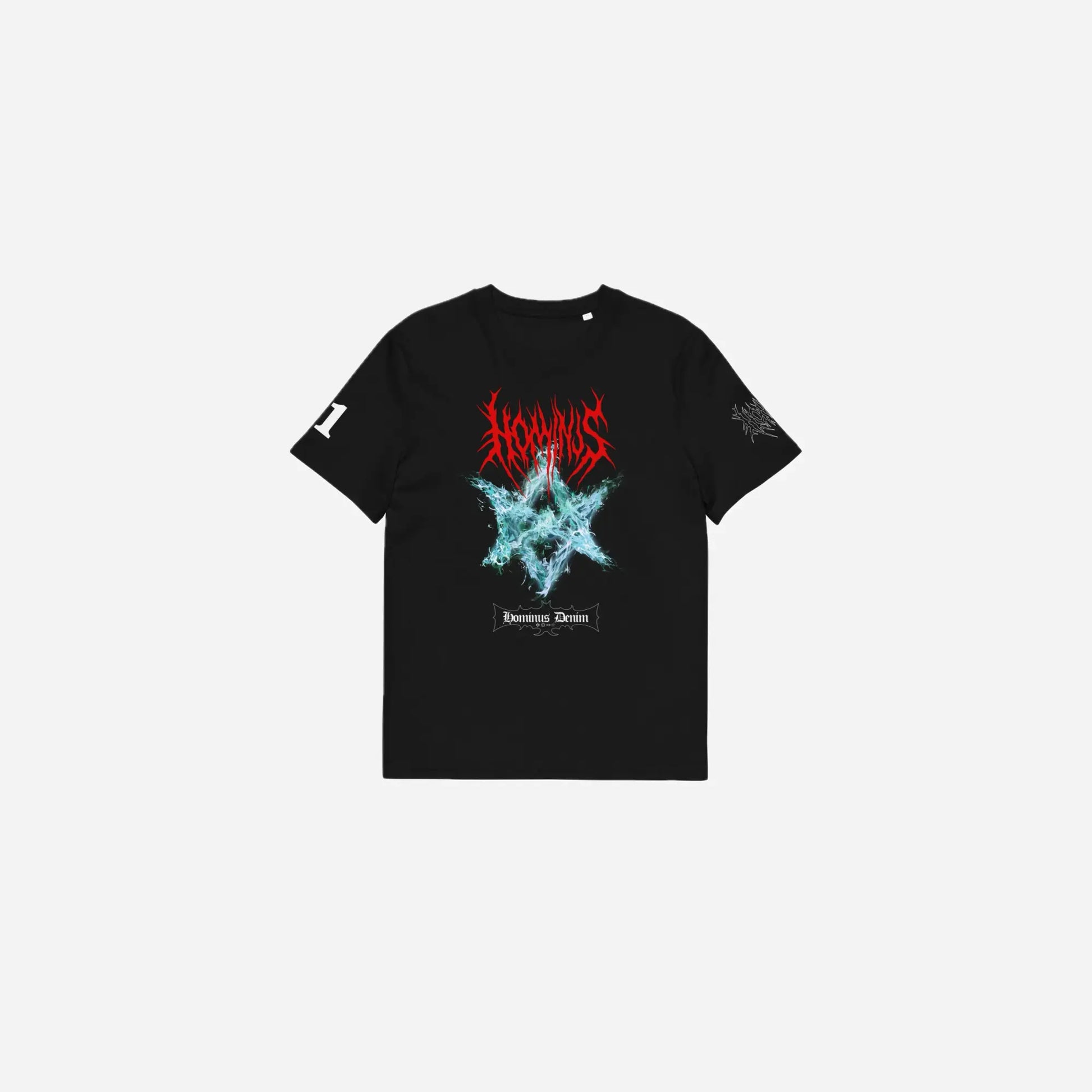 Black Hominus Flame Logo Gothic Tee Hominus Denim