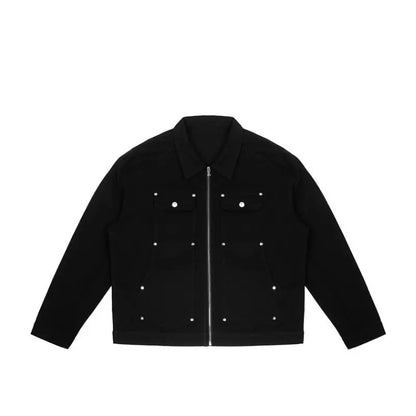 Black Loose Zipper Jacket