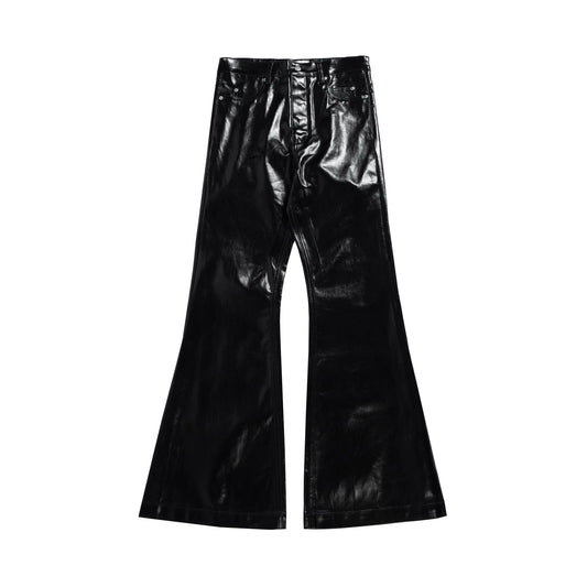 Black Oversized Baggy Wax Leather Pant Hominus Denim