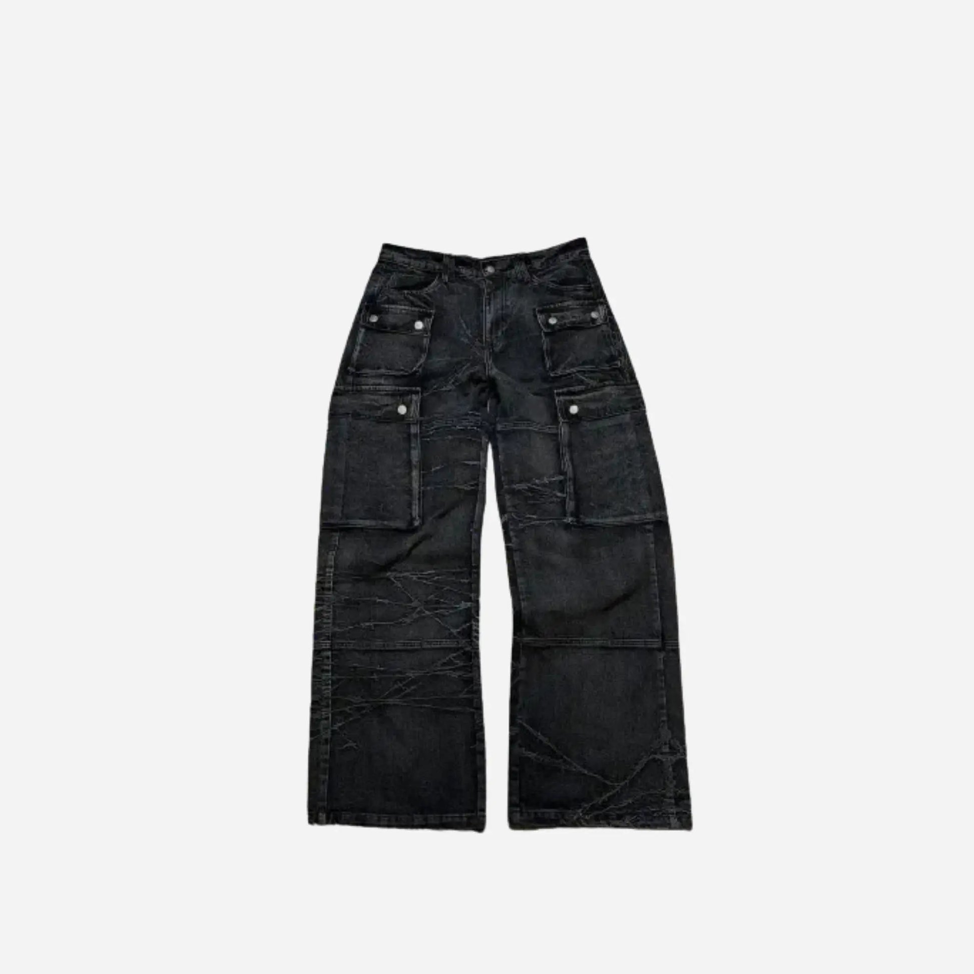 Black Retro Loose Baggy Cargo Pant Hominus Denim