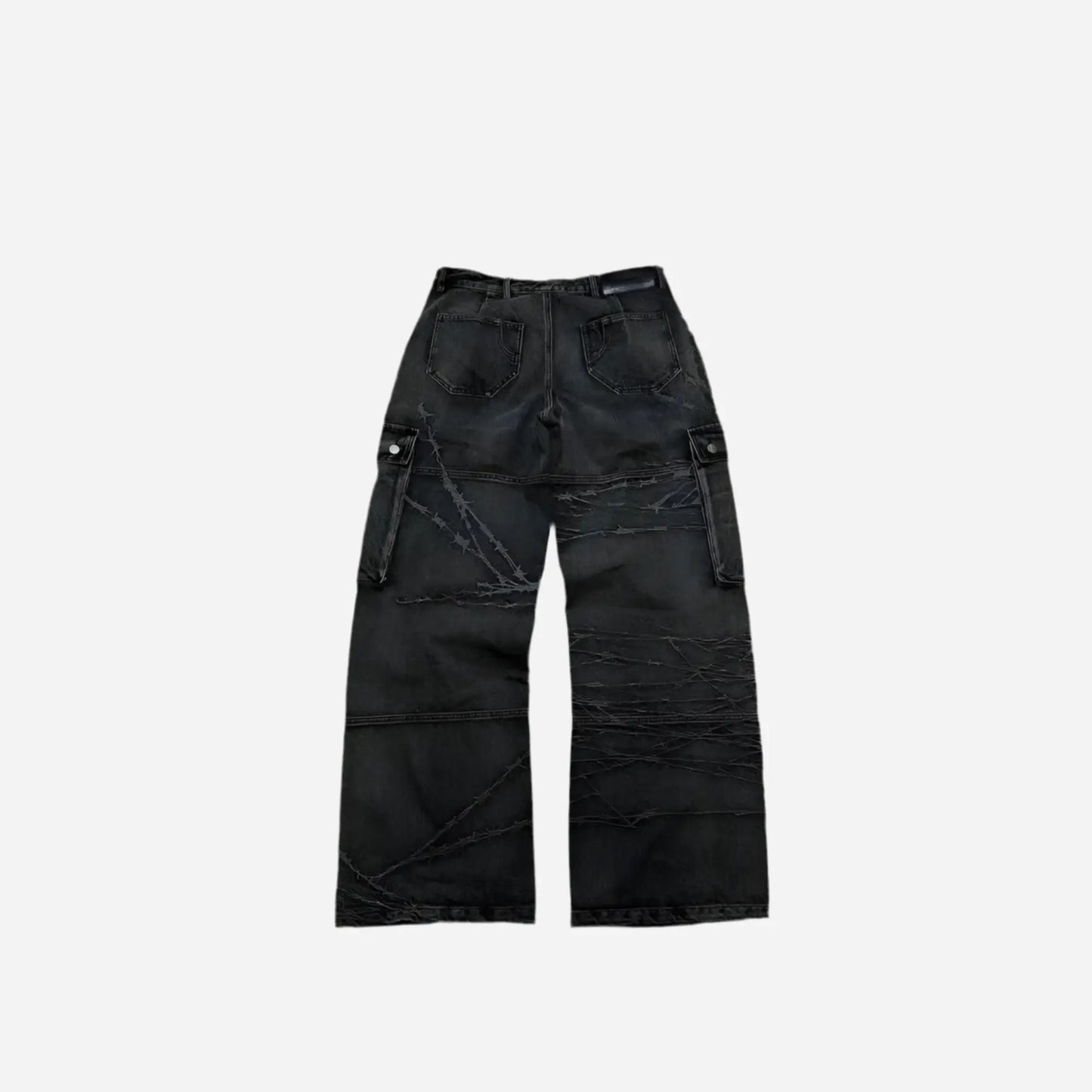 Black Retro Loose Baggy Cargo Pant Hominus Denim