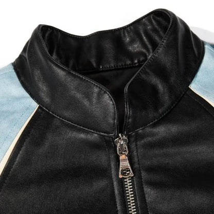 Black Retro Vintage Oversized Leather Jacket