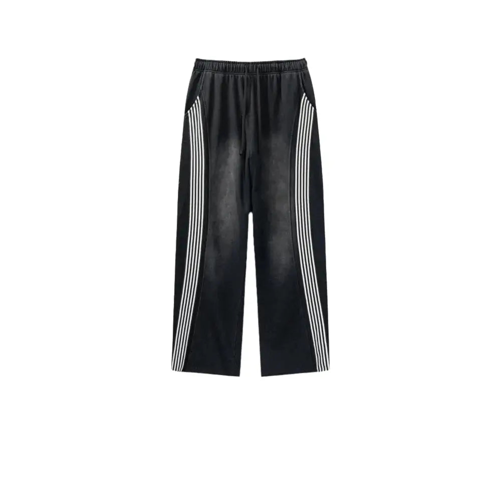 Black Striped Colors Baggy Pant Hominus Denim