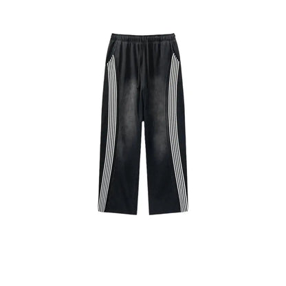 Black Striped Colors Baggy Pant Hominus Denim