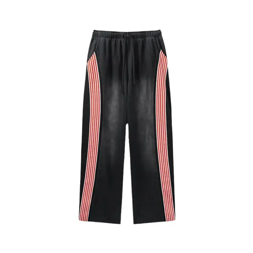 Black Striped Colors Baggy Pant Hominus Denim