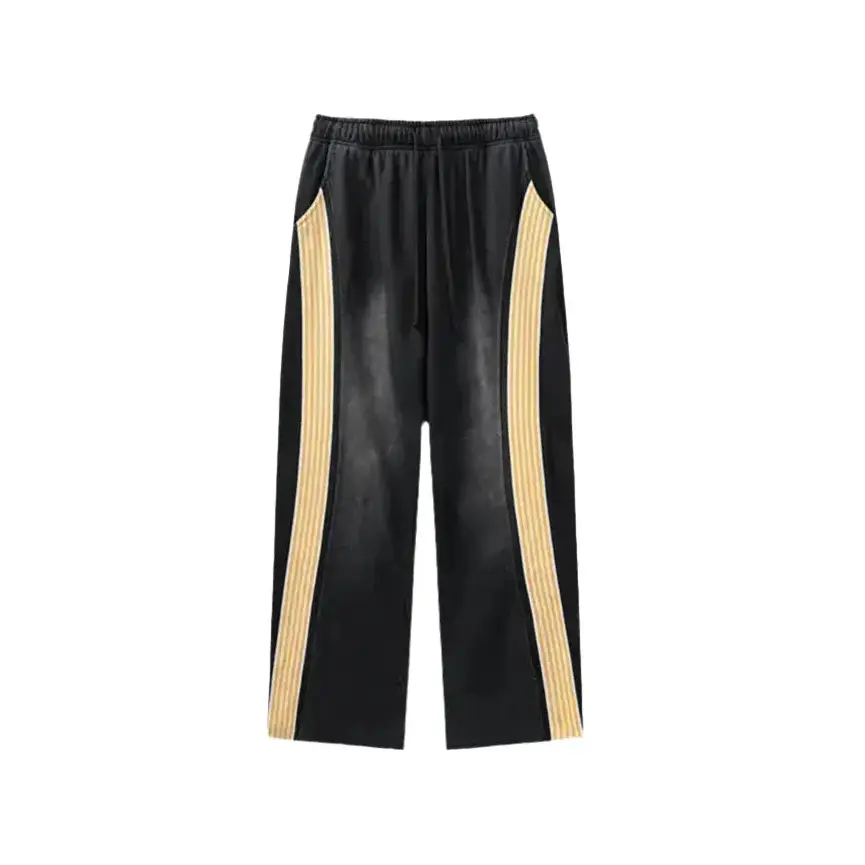 Black Striped Colors Baggy Pant Hominus Denim