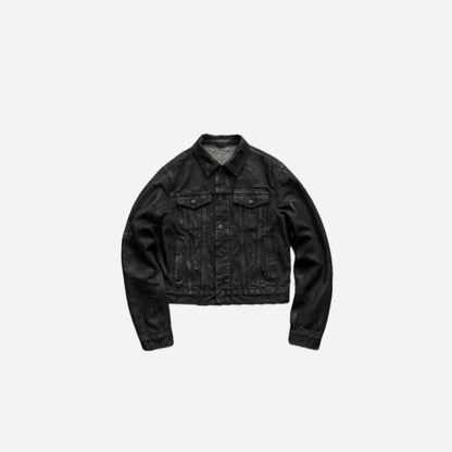 Black Vintage Wax Ripped Denim Jacket Hominus Denim