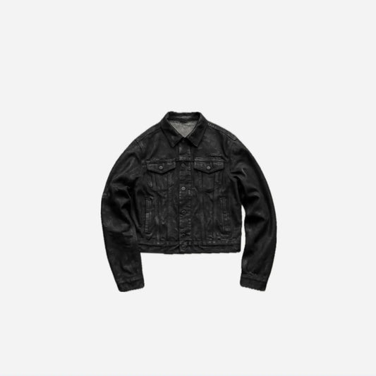 Black Vintage Wax Ripped Denim Jacket Hominus Denim